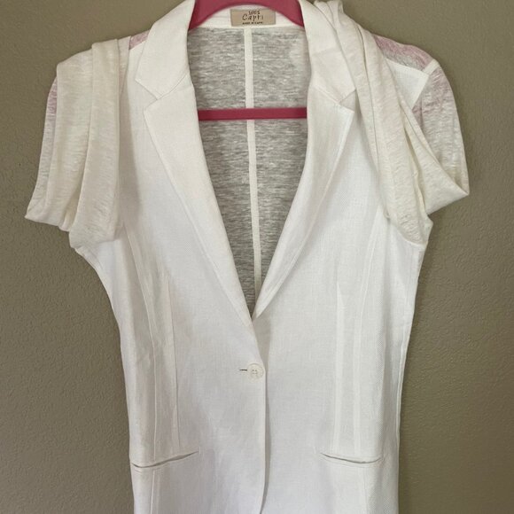 100% Capri Linen Tailored Jacket w Linen Jersey Back - Size S - Picture 3 of 7